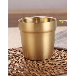 Gelas Korea Stainless Double Wall 7 CM Emas