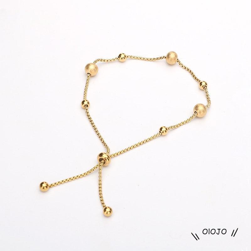 Gelang Adjustable Bahan Titanium Steel Warna Emas Gaya Korea Untuk Wanita
