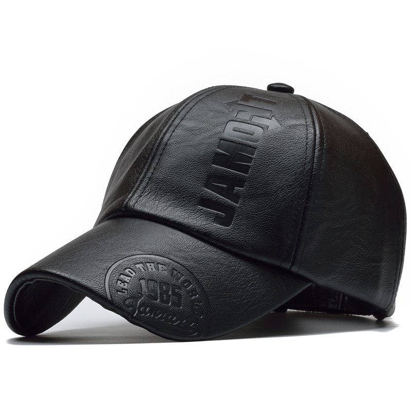 Topi Trucker Baseball PU Leather - G9553 - 7RHZAZBK Black