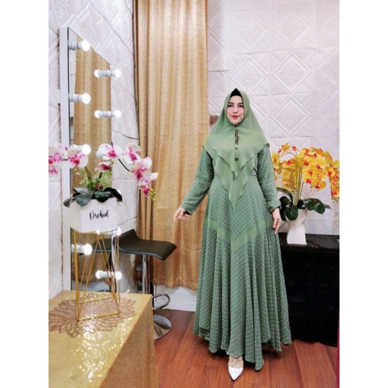 Gamis muslim syari alika sandiaga army qilbil by fatimah
