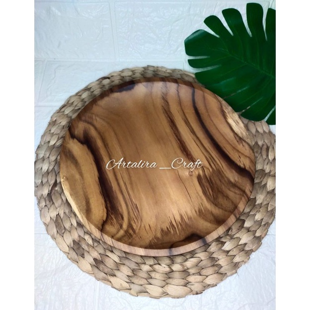 Piring liuk kayu jati /kerajinan kayu jati / kayu jati 20 cm