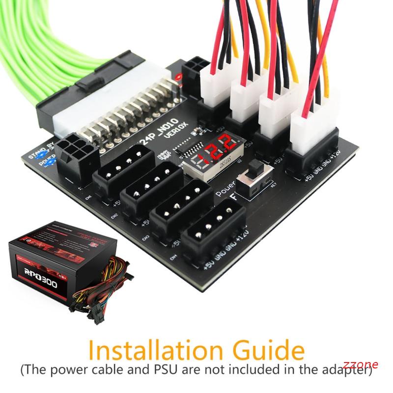 Papan Power Breakout ATX 24pin Ke IDE 8x4pin 2pin 800W Untuk Mesin Mining