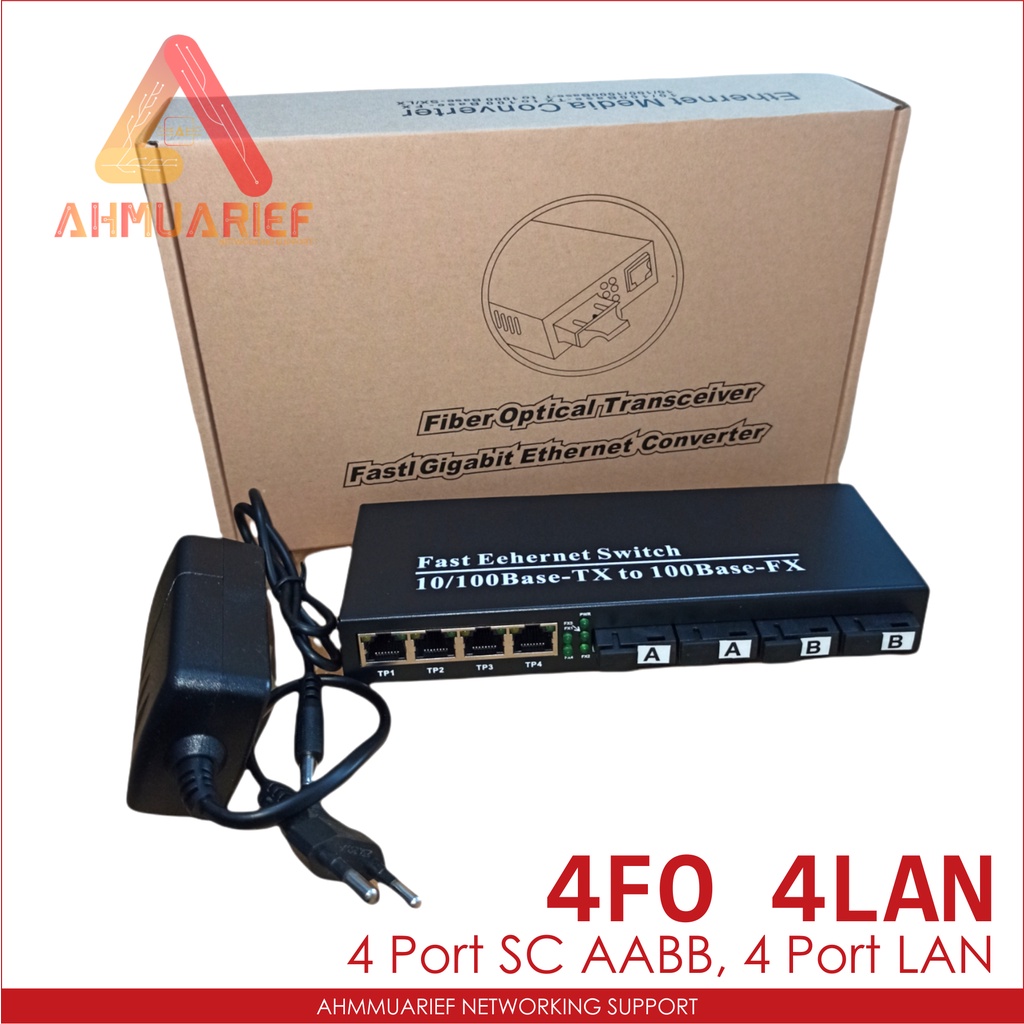 Media Converter Switch Fiber Optik 4 Port Fiber AABB 4 Port LAN RJ45 4SC 4PE CM4F4E 4FO 4SC 4RJ45 4LAN