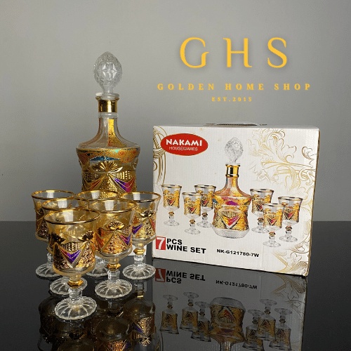 CUCI GUDANG 7 Pasang Wine Set Gelas Wine Set Minum Set Glassware Nakami Hampers Lebaran Ramadhan