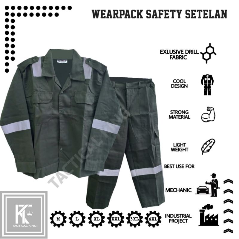 Wearpack Katelpak Safety Setelan Kemeja Celana Kerja Seragam Proyek/Dilengkapi Replektor Scoutlight