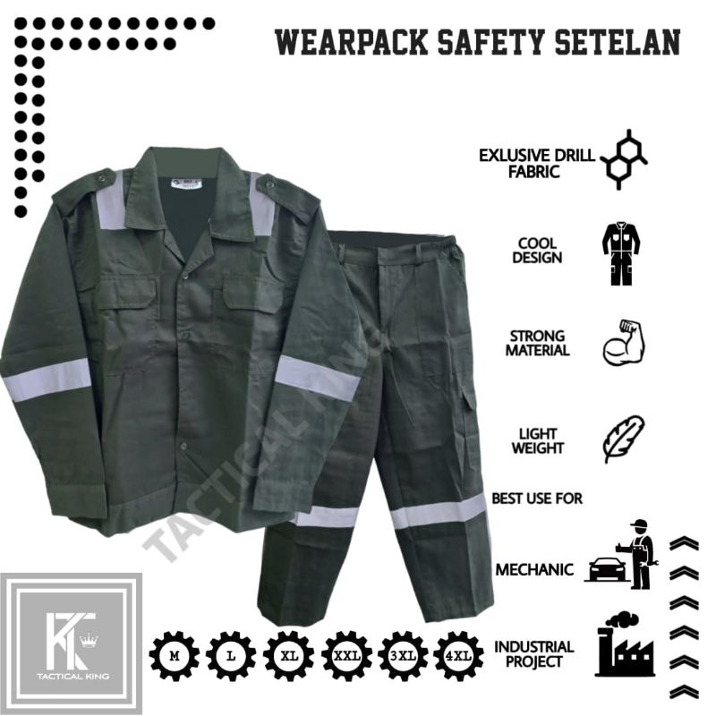 Setelan Wearpack Safety / 1 Set Kemeja Atasan dan Celana Safety / Seragam Proyek