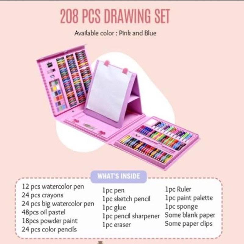 Alat Lukis Set 208pcs Crayon Oil Paste Pensil Warna Pensil Warna Cair Anak Mewarnai