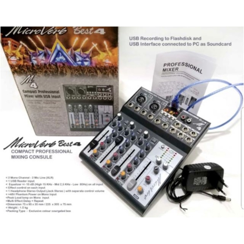 mixer microverb best4 usb bluetooth soundcard
