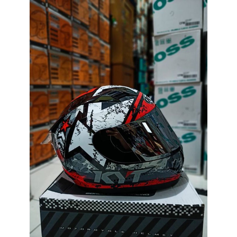 HELM KYT R10 SERI#3 BLAK/RED PAKET GANTENG/HELM FULLFACE ORIGINAL-1