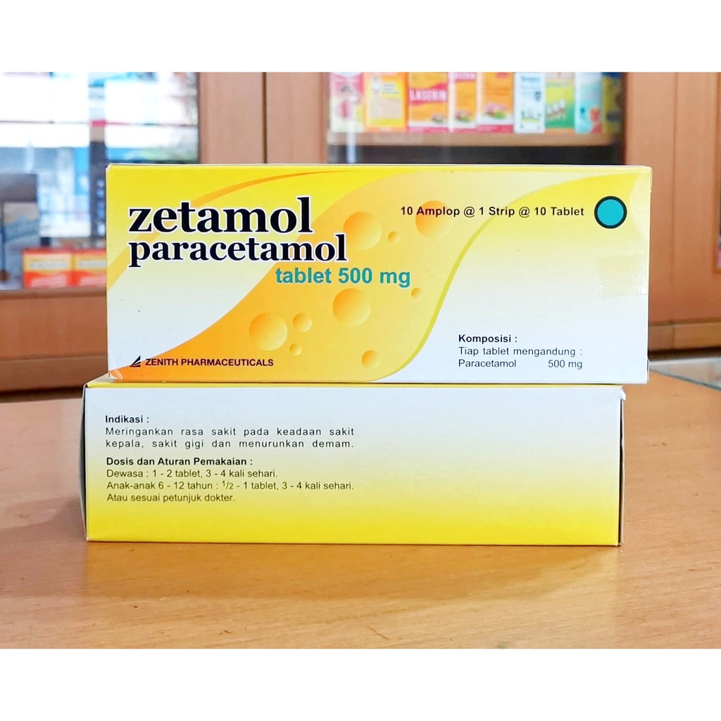 Zetamol Paracetamol 500 mg Box 100 Tablet Panas Demam Pusing Sakit Kepala
