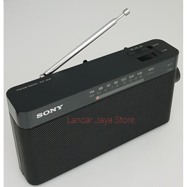 Sony ICF-306 Radio Portable FM/AM - Black - Hitam