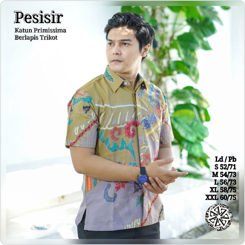 Hem Batik Tulis Pria Motif Pesisir