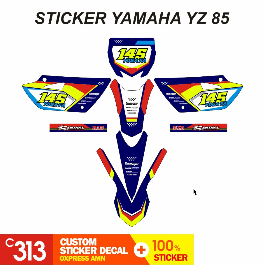 Stiker Decal YAMAHA YZ 85 YZ New YZ Modif Bebek Custom Sticker (29)