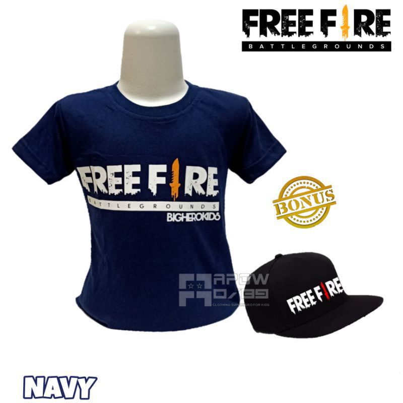 Baju kaos anak free fire gratis topi - baju anak