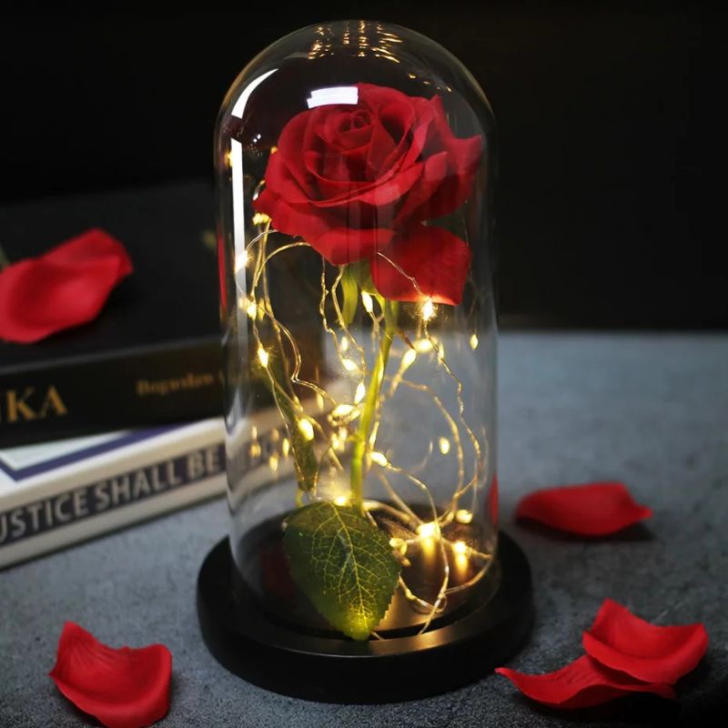 Lampu LED Bunga Mawar Dekorasi Beauty And The Beast Rose | Pajangan Kado Hiasan Ruangan Kamar LED