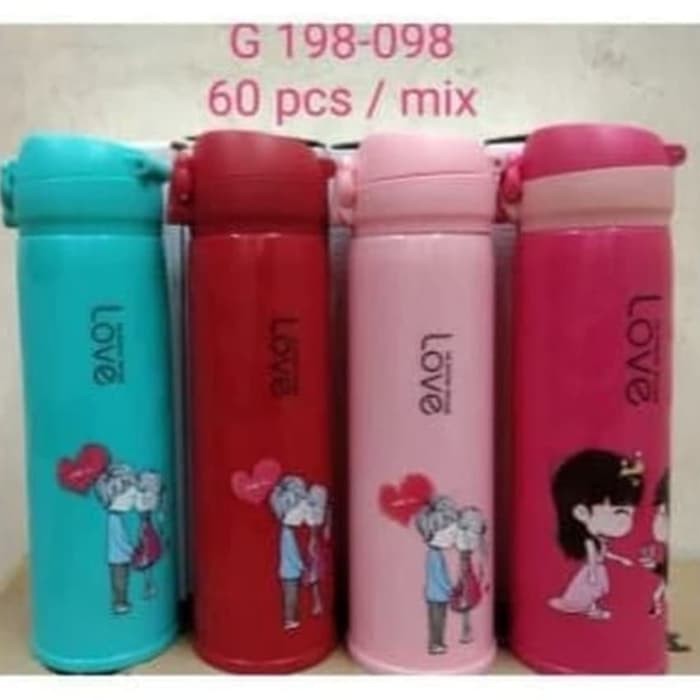 Termos Love Kancing  kaca / Thermos Safety Lock / Botol kaca Minum Love