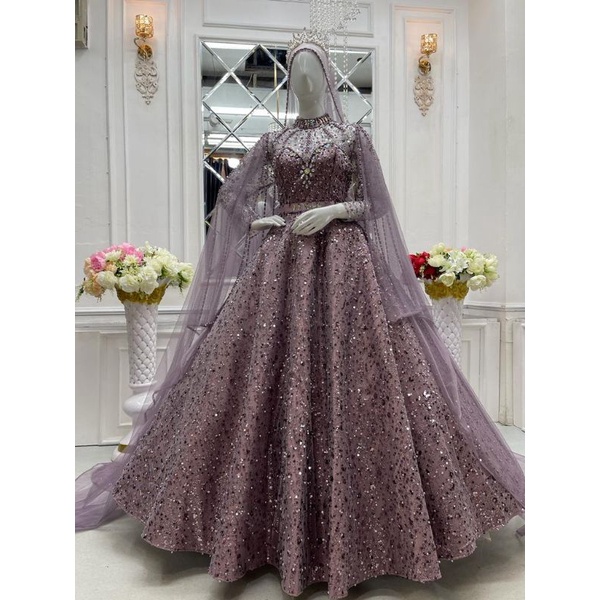 Gaun pengantin crinoline/Gaun pengantin/Gown pengantin mewah/Wedding dress