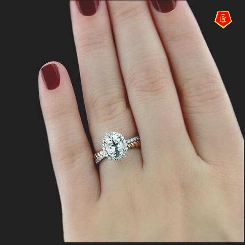 [Ready Stock]Fashion Personality Color Separation Diamond Ring