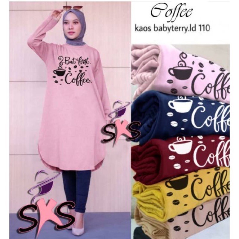 GHINA TUNIK BUT FIRST (A2) FASHION MUSLIM WANITA | TUNIK BAHAN BABYTERRY (LD110CM,PJ102CM)
