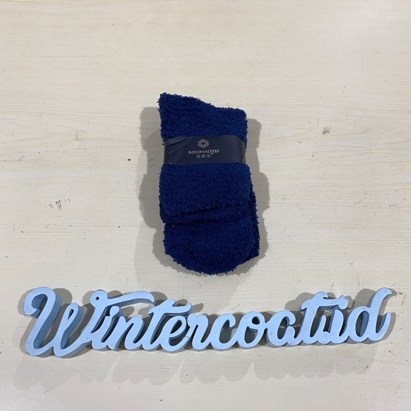 Kaos Kaki wool thermal socks unisex cowok cewek wol hangat tebal pria wanita import-4. Biru