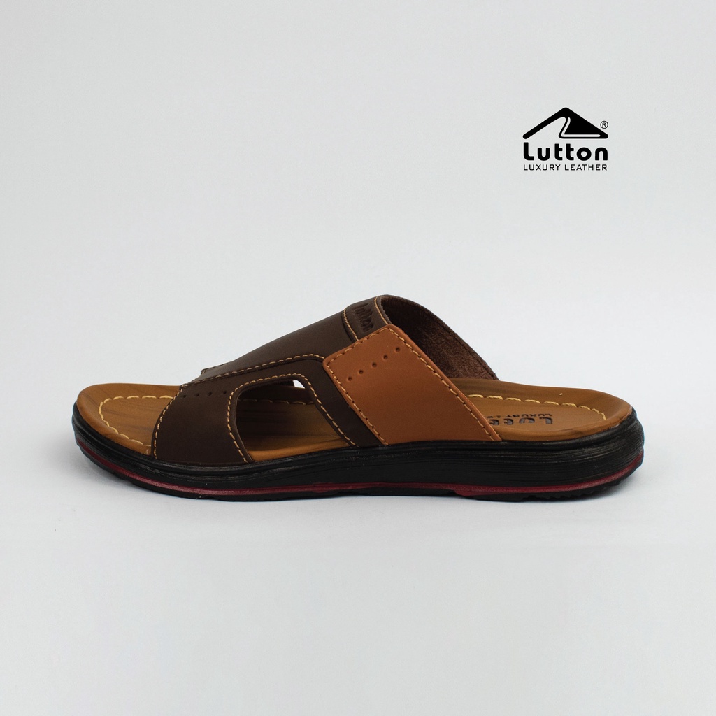 LUTTON - Sandal slide pria terbaru - SANDAL SLOP FASHION-SLOP B6 GRTS COKLAT