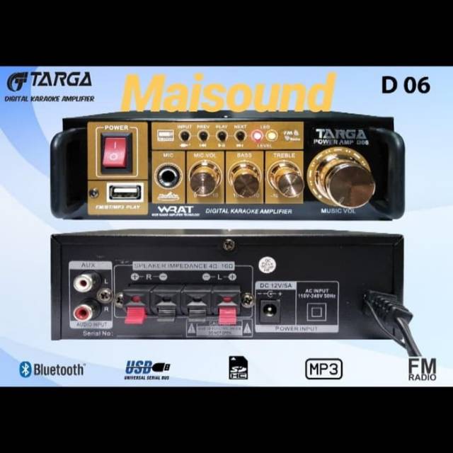 AMPLI MINI TARGA TR D 06 AMPLIFIER TARGA TRD 06 TR D06 BLUETOOTH USB