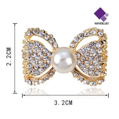Bros Pin Bentuk Ikatan Simpul Aksen Mutiara Berlian Imitasi Untuk Wanita