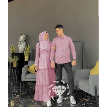 Baju Couple Set Busana Muslim Pria Dan Wanita Gamis Pasangan Murah Suami Istri Syari Kekinian Modern