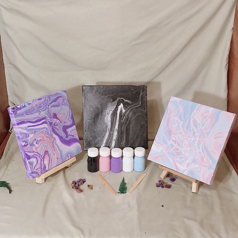 

YUH DIY Acrylic Pouring Art by Sweetie Seasons Termasuk Easel Pouring Paint Art DIY Pouring Kit DIY