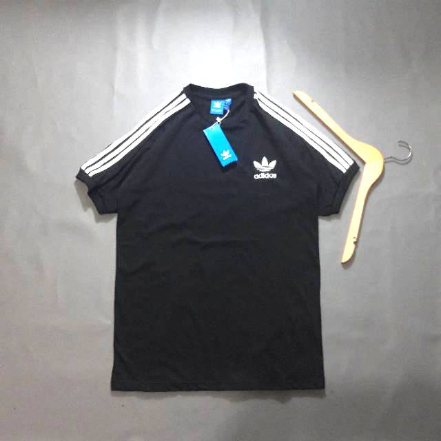 BAJU PRIA T SHIRT KAOS BARU BAJU MURAH BAJU PEREMPUAN SPECIAL ADIDAS HITAM STRIP PUTIH