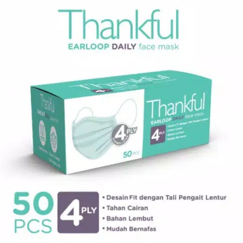 masker Thankful EARLOOP DAILY face mask isi 50 pcs_masker dewasa