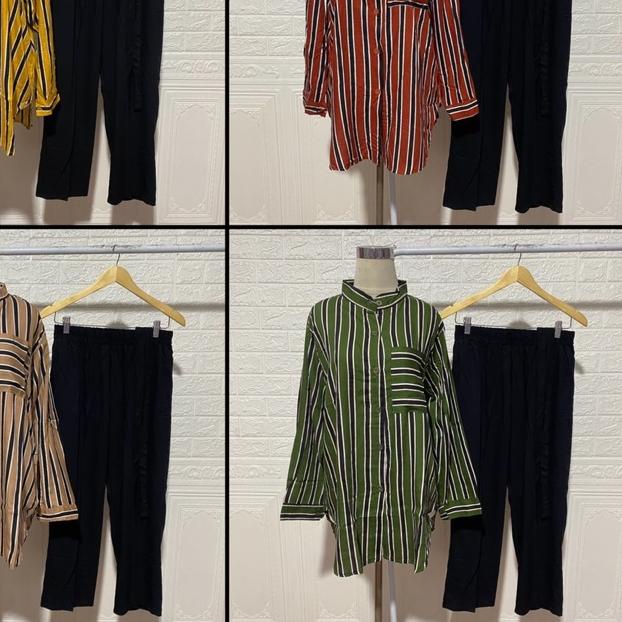 ➱ SETCEL RAYON SALUR STELAN JUMBO BUSUI KANCING ZOYA STRIP SET MURAH GROSIR PGMTA MUSLIM LEBARAN ☺