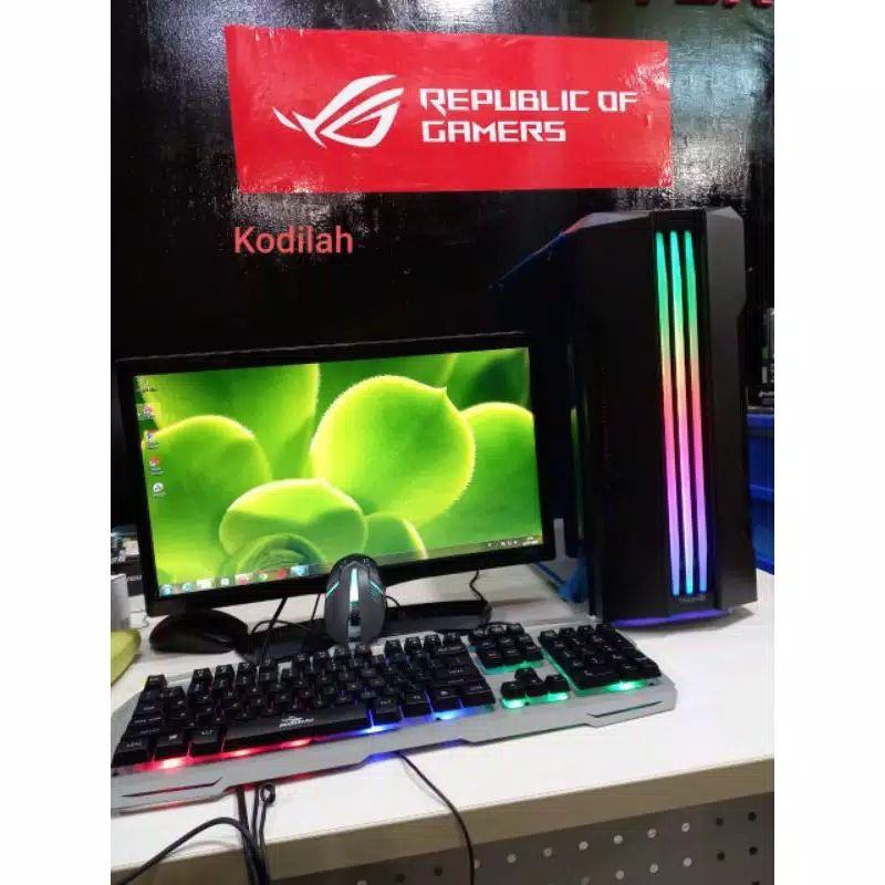 pc gaming i7 ram 16 gb vga 4gb gtx 750ti ssd 120gb monitor 24 in keyboard mouse gaming siap pakai