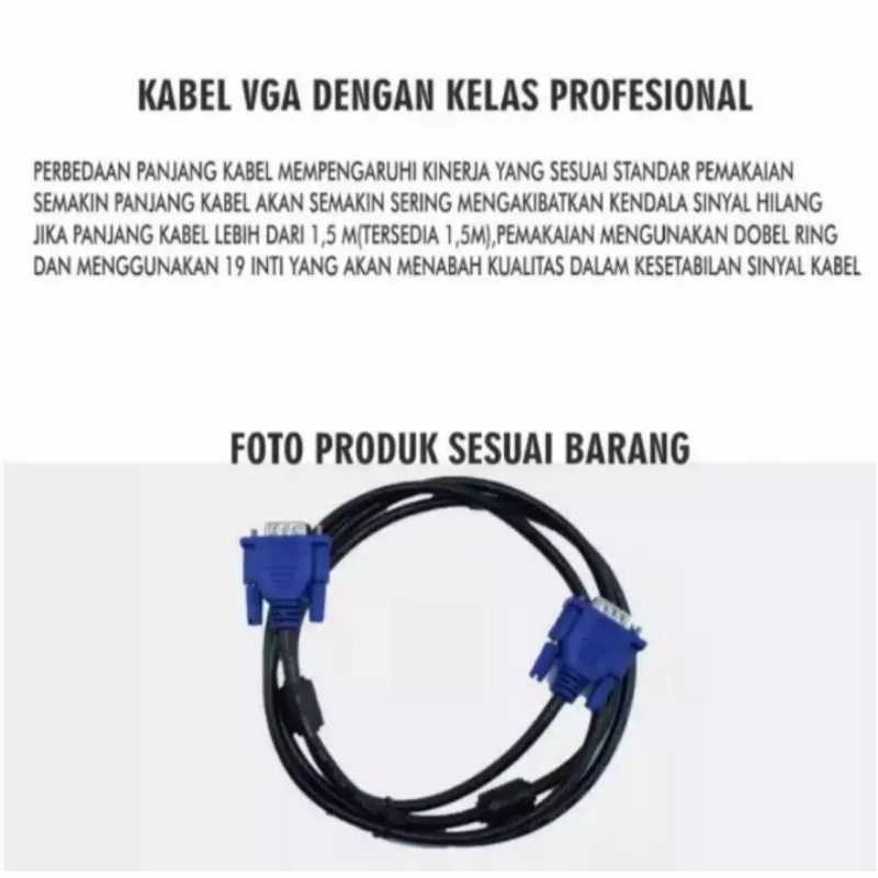 KABEL VGA LCD MONITOR Male to Male 1,5m