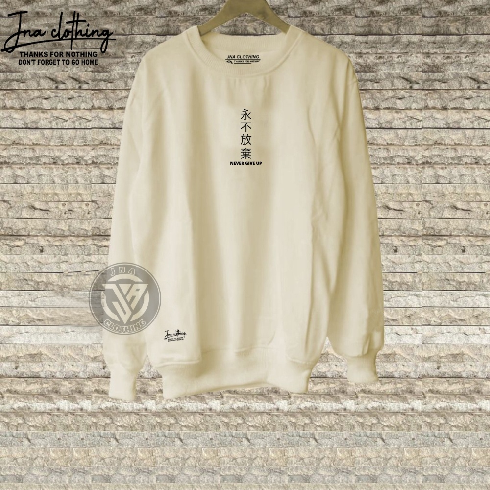 Sweater Pria Distro Japan Jepang Crewneck Cowo Cream Sablon Suiter Cowok Jumbo Switer Krunek Oversize Bigsize Jna Clothing