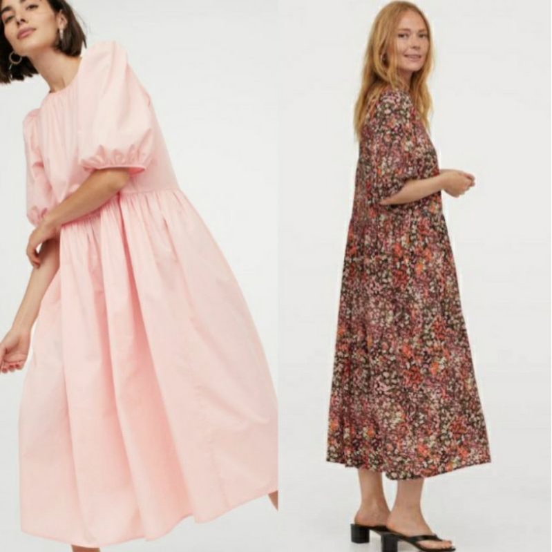 H☀M Poplin Dress (Soft Pink , Floral ...