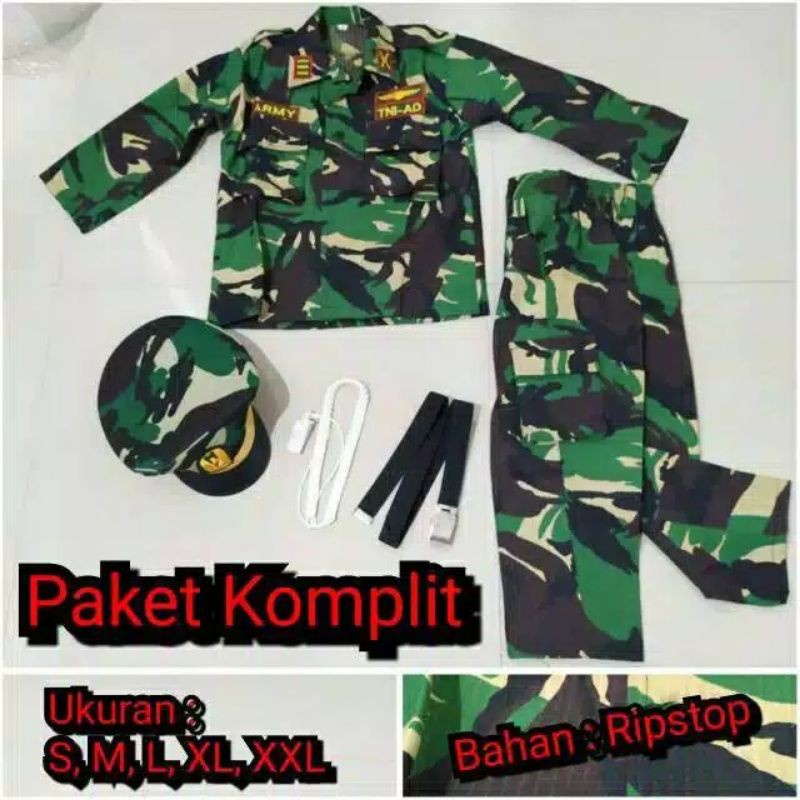DN82NU Seragam TNI Anak Karnaval Tentara Kostum TK pocil/Baju Tni Anak Laki