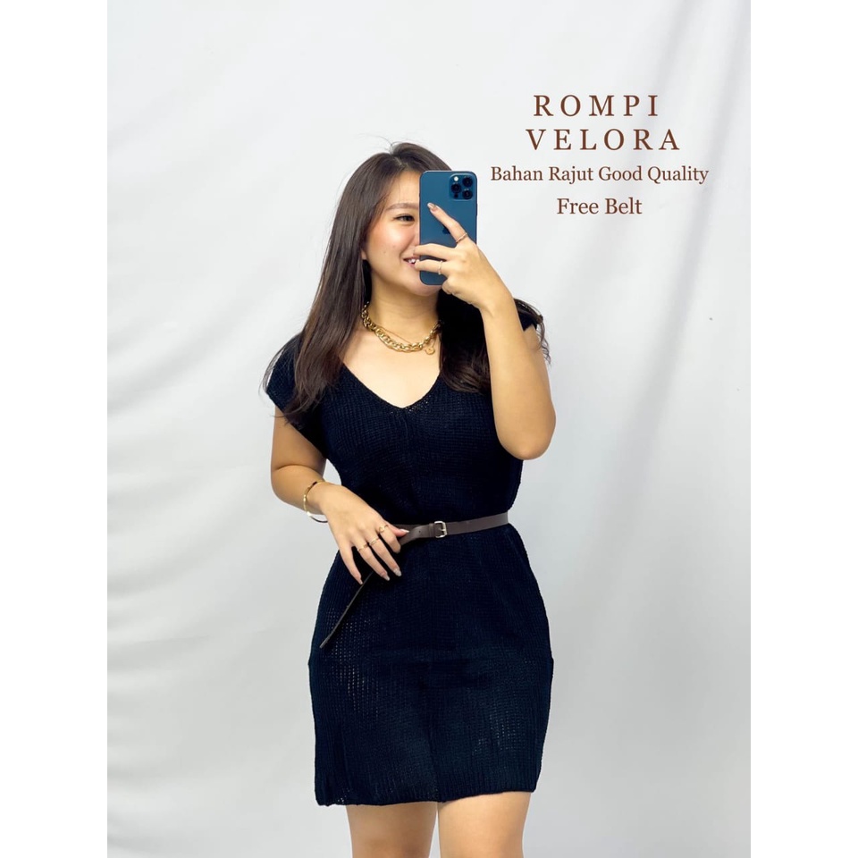 A03 Rompi Velora Rajut Bahan rajut free Belt PJ:70(tanpa iner)