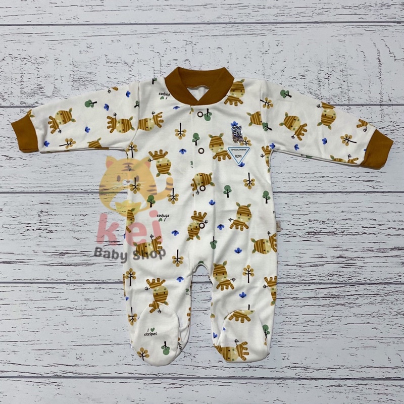 Nova Sleepsuit Bayi Newborn Tutup Kaki Coklat - Piyama Bayi Jumper