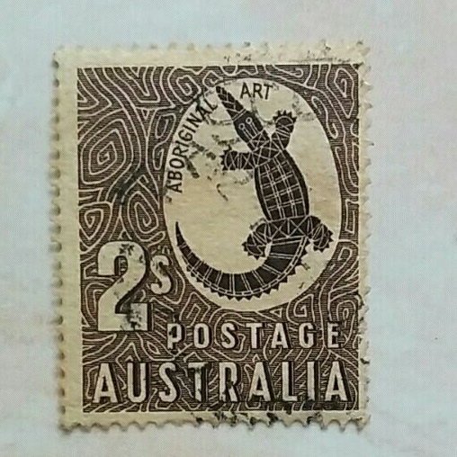 

(AD) Perangko Australia 1956 King George VI Definitives - Sixth Series (1949-56) - Crocodile Aboriginal Art 2S Used
