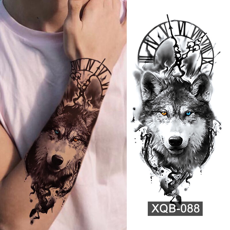 【BTI】tattoo sticker waterproof For Men Women Tiger Wolf Death Skull tato palsu Tato Hewan