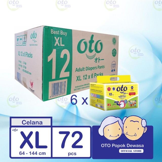 OTO Popok Dewasa PANTS Diapers model Celana ukuran XL isi 12 pcs x 6 ( 72 pcs )
