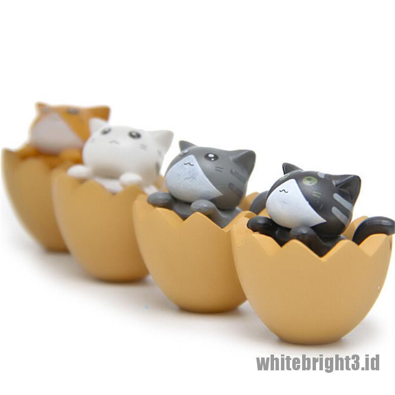 (white3) 1pc Miniatur Telur Kucing Bahan Resin Untuk Dekorasi Taman Mini / Micro Landscape