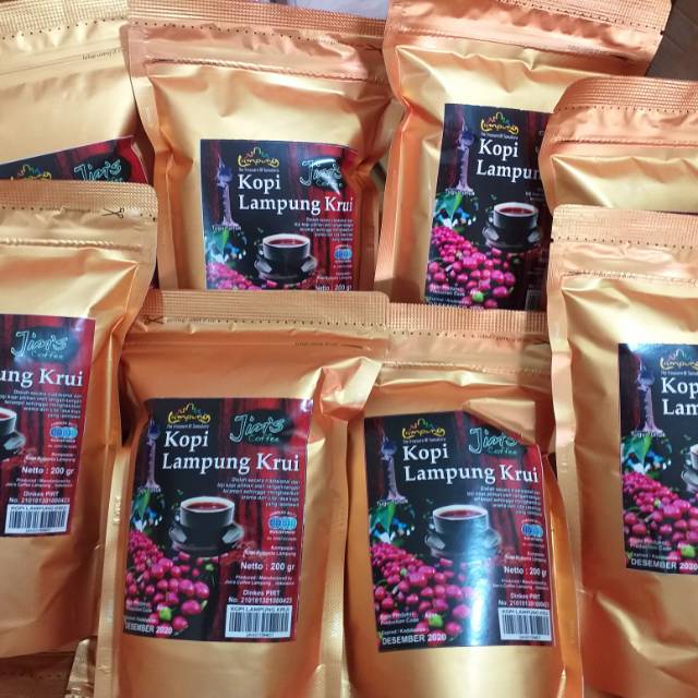 

kopi bubuk lampung krui 200gr giling sangat halus,kopi lampung krui hitam kopi asli dan murni