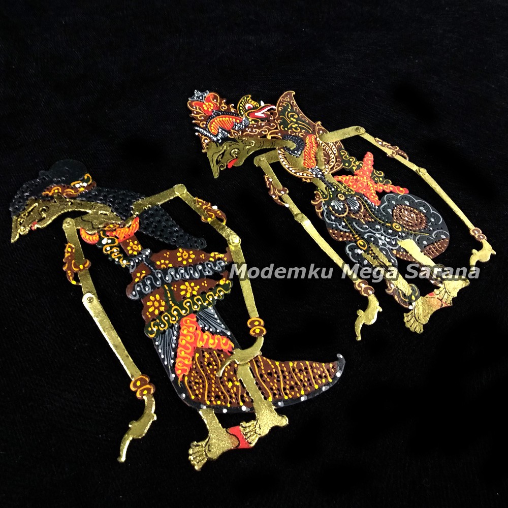 Miniatur Wayang Kulit Mini Caperan Rama Shinta Tanpa Gagang - RUS01 Batik Version