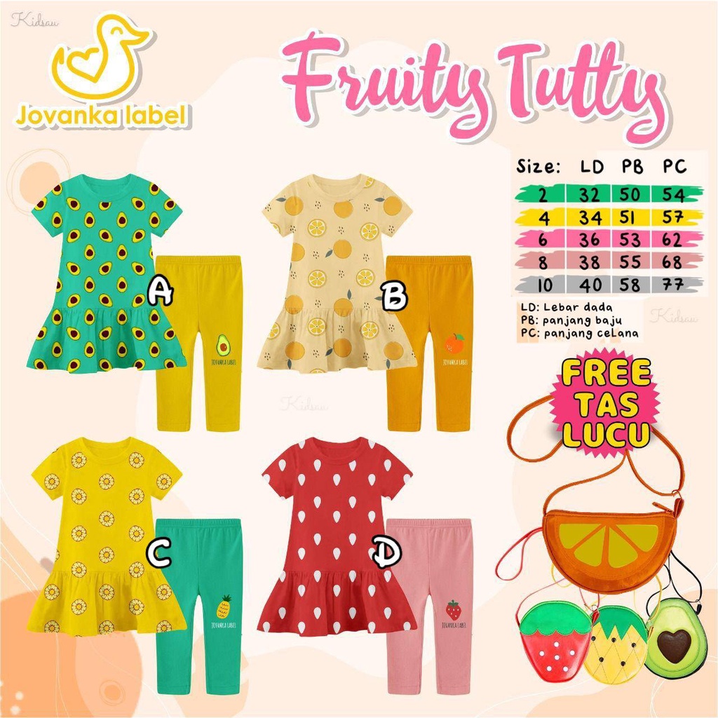 Setelan anak Fruity Tutty Free Tas kulit By Jovanka