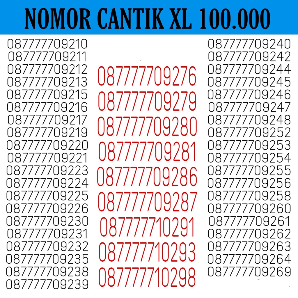 NOMOR CANTIK XL MURAH PANCA 7