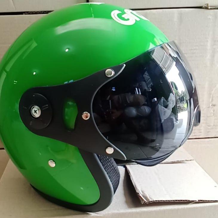 Oke Price.. bisa cod helm bogo retro Pilot sni Ojol Maxim kaca datar hitam