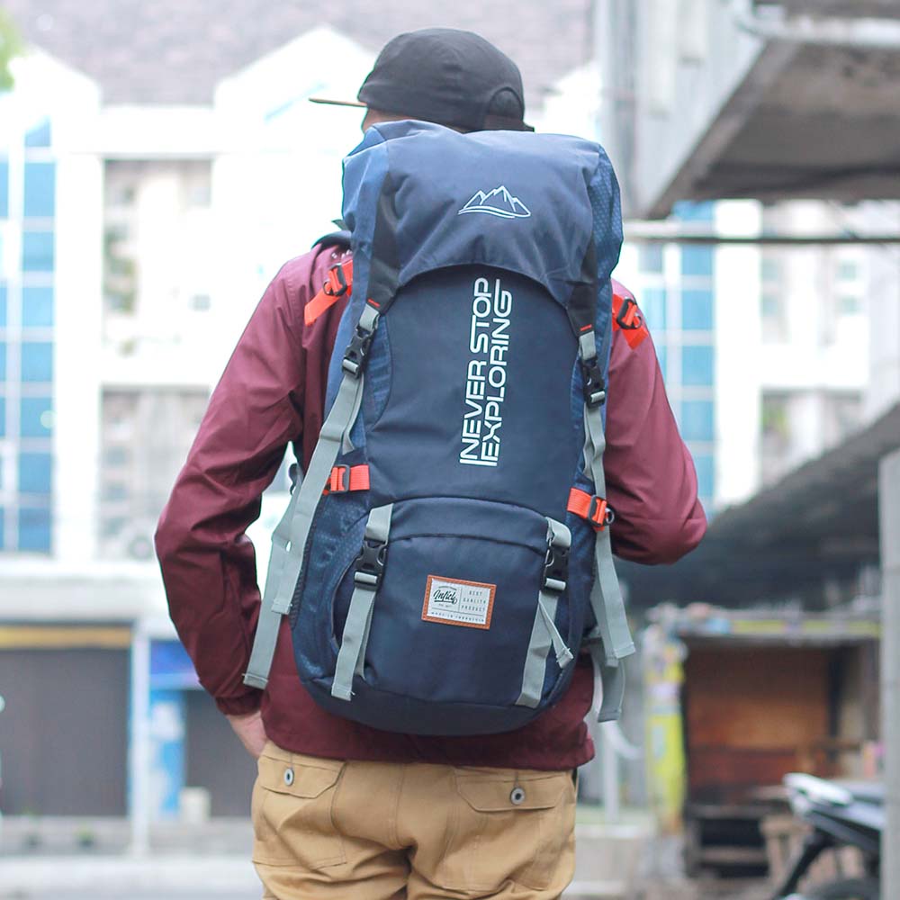 Justrue Tas Gunung Carrier 60 Liter Ransel Keril 60L Navy 109