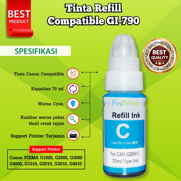 TINTA GI-790 PREMIUM REFILL PRINTER CNON G1010 G2010 G3010 G4010 790
